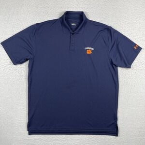 Clemson Tigers Polo Shirt Mens Large Blue NCAA Football Golf Basketball *Stained
